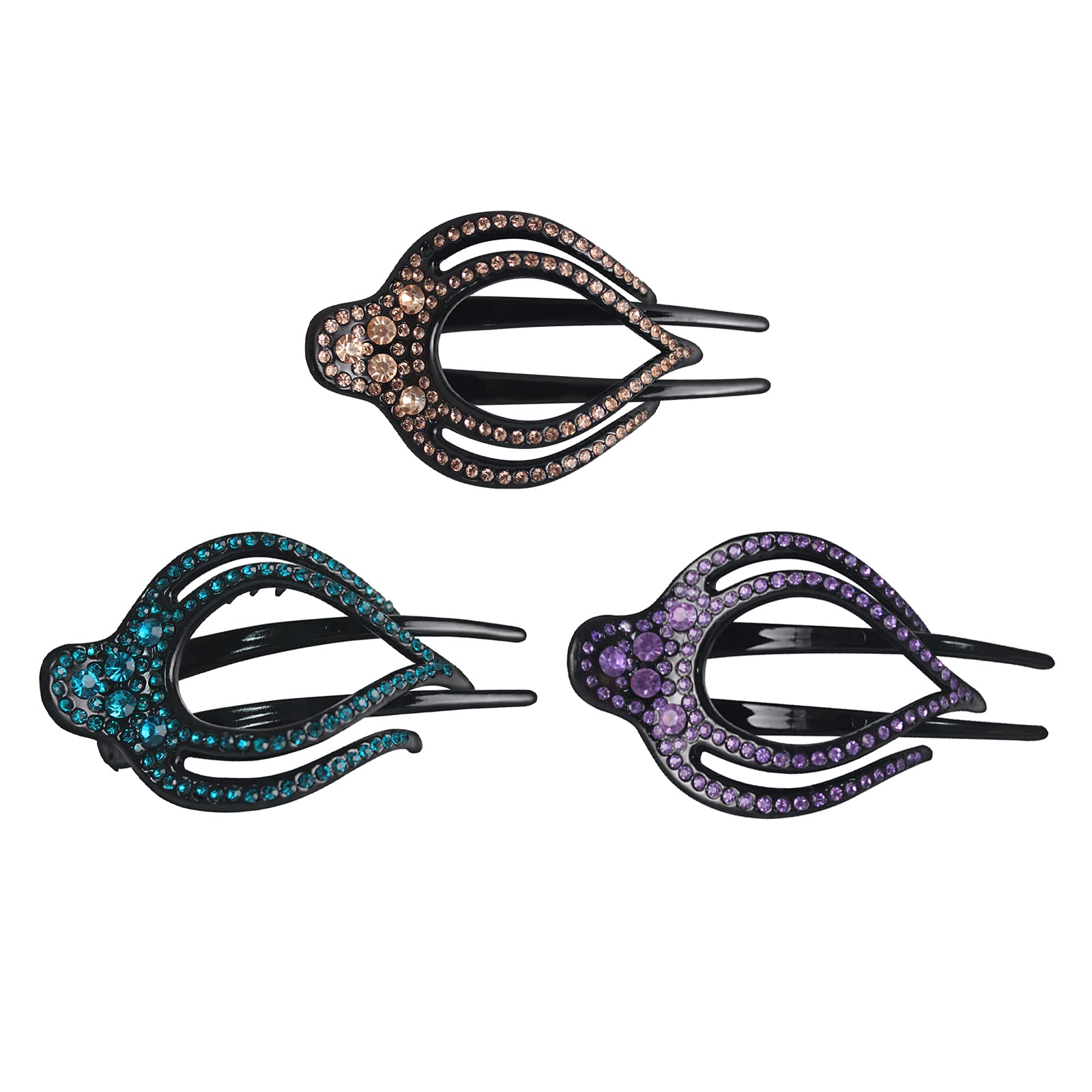 QOPAHI Hair Claw Clips, Hair Grips Hair Pins Diamante Big Snap Sparkly Hair Clips for Women Fine Hair Thick Hair Curls Hair Styling Accessories, 3Pcs