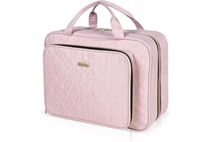 BALULHG Travel Hanging Toiletry Bag for Women, Water-Resistant Cosmetic Organizer with 4 Compartments & 360° Swivel Hook, TSA-Approved Makeup Bag for Shampoo, Full Sized Container, Toiletries (Pink)