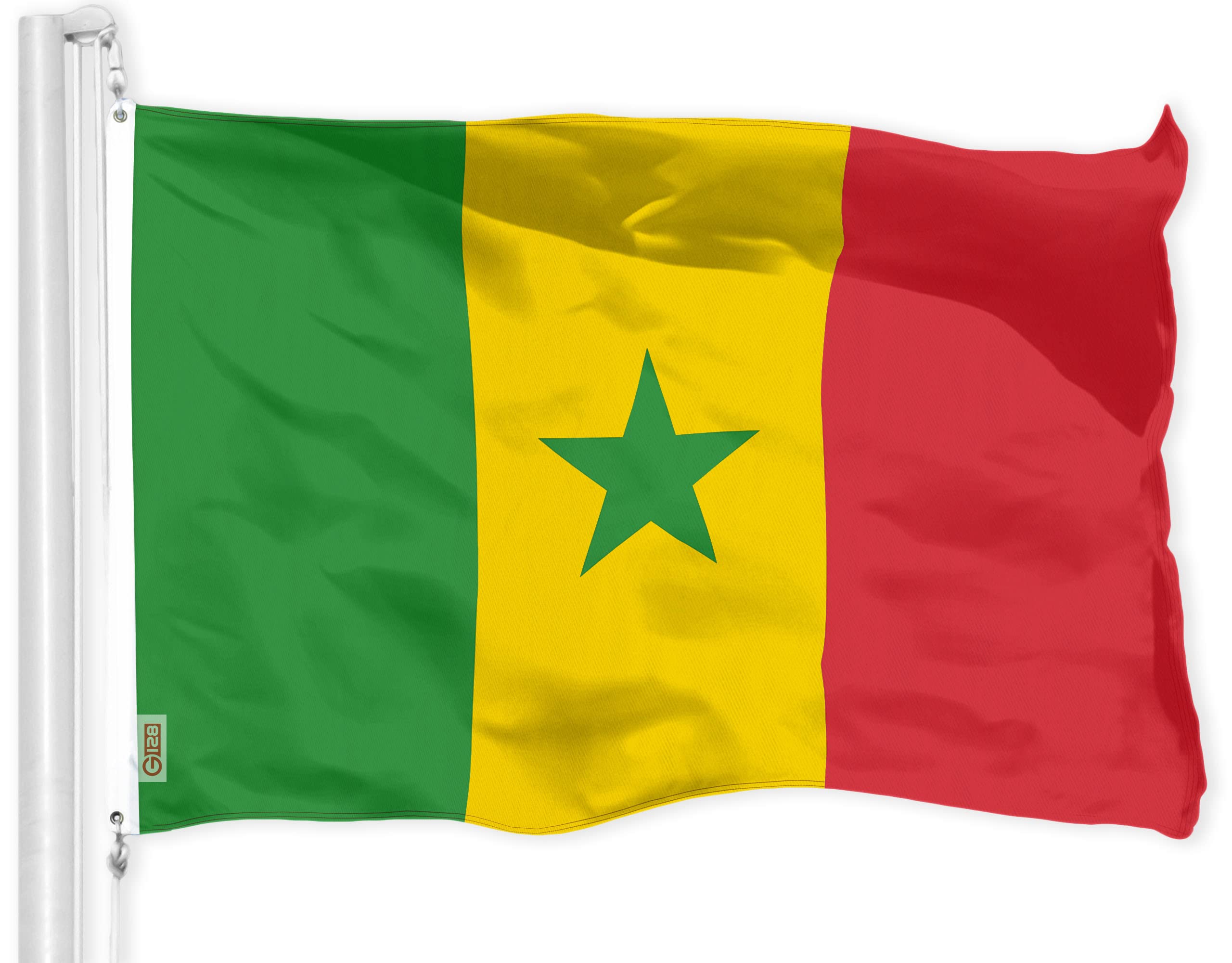 G128 Senegal Senegalese Flag 3x5 ft Printed Brass Eyelet 150d Polyester Flag Indoor/Outdoor - Much Thicker More Durable 100d 75d Polyester