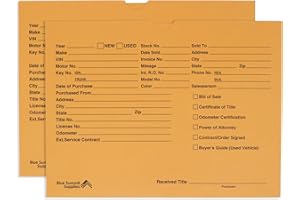 Blue Summit Vehicle Deal Jackets for Dealerships, Tan, Pre-Printed, Car Jacket, Pack of 100 Dealer Record Envelopes