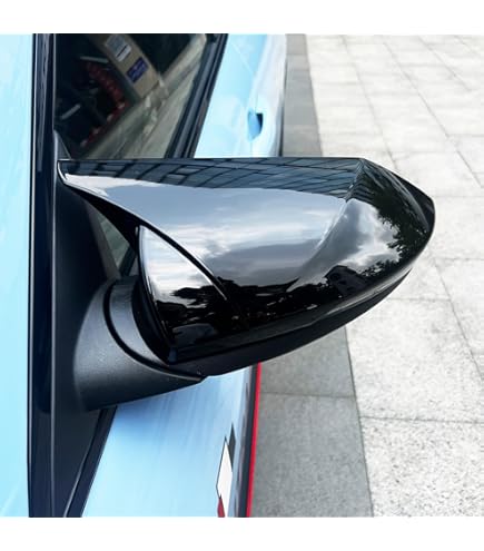 BOYOUS Rear View Mirror Covers For Hyundai Elantra 2021-2025 - Bright Black ABS Caps