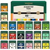 VAHDAM, Assorted Tea Sampler (20 Delicious Variety, 40 Individually Wrapped Pyramid Teabags) Long Leaf Premium Teas I Tea Gif