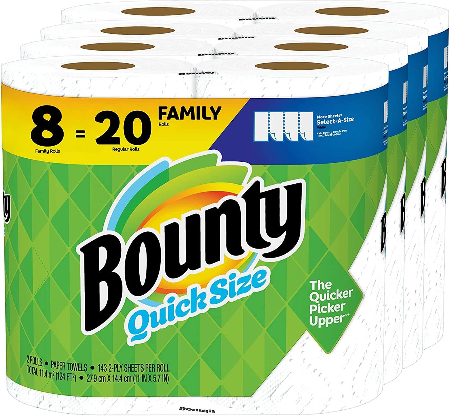 Bounty Quick-Size Paper Towels, White, 8 Family Rolls = 20 Regular Rolls: Health & Personal Care