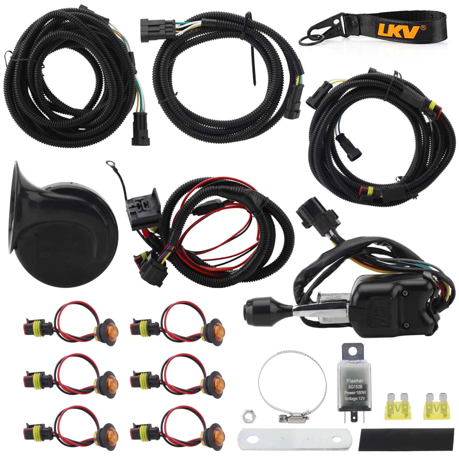 Photo 1 of LKV UTV Turn Signal Kit with Horn - Plug and Play, ATV Street Legal with Column Turn Switch and Hazard, Amber LED Blinker Kit Compatible with Polaris Ranger RZR, Can-AmX3, Kawasaki, CFMOTO, Arctic Cat