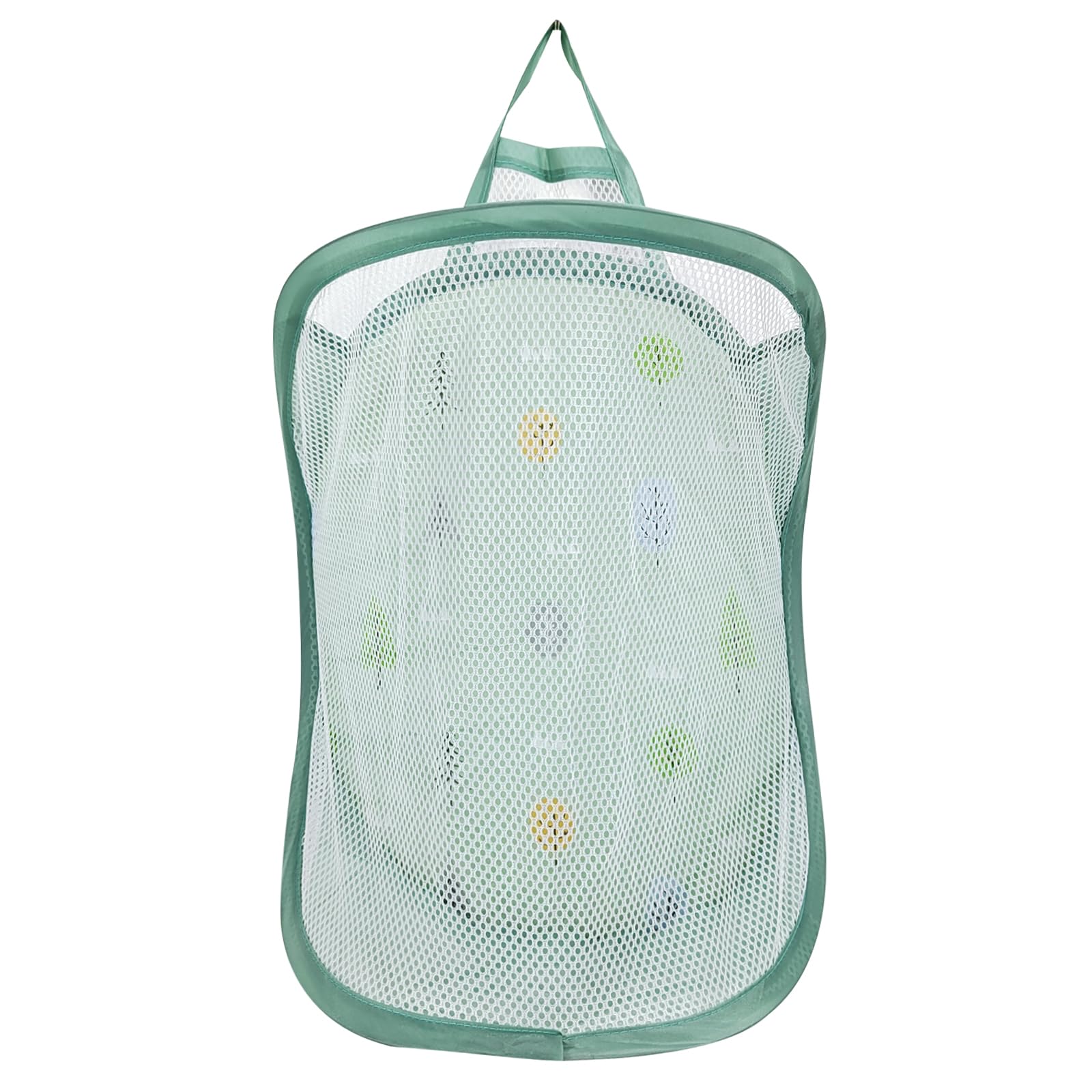 Baby Laundry Baskets Small, Mesh Nursery Laundry Basket Kids Pop Up Laundry Baskets Baby Washing Basket Hanging Laundry Bag for Baby Kids Nursery, Toys, Clothes Storage (Green)