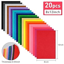 BOUBONI 20 Pcs Soft Felt Fabric Sheet 8" x