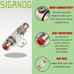 SIGANDG 60A AGU Fuse Holder with 8 Gauge AWG 1ft