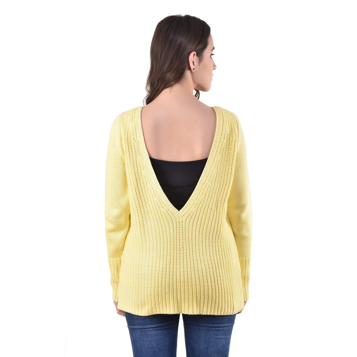 mansicollections lemon full sleeves diagonal knitted sweater for women