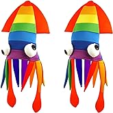 Tigerdoe Squid Hat - 2 Pack - Rainbow Octopus Hat - Sea Animal Hat - Rainbow Costume Accessories - Crazy Hats