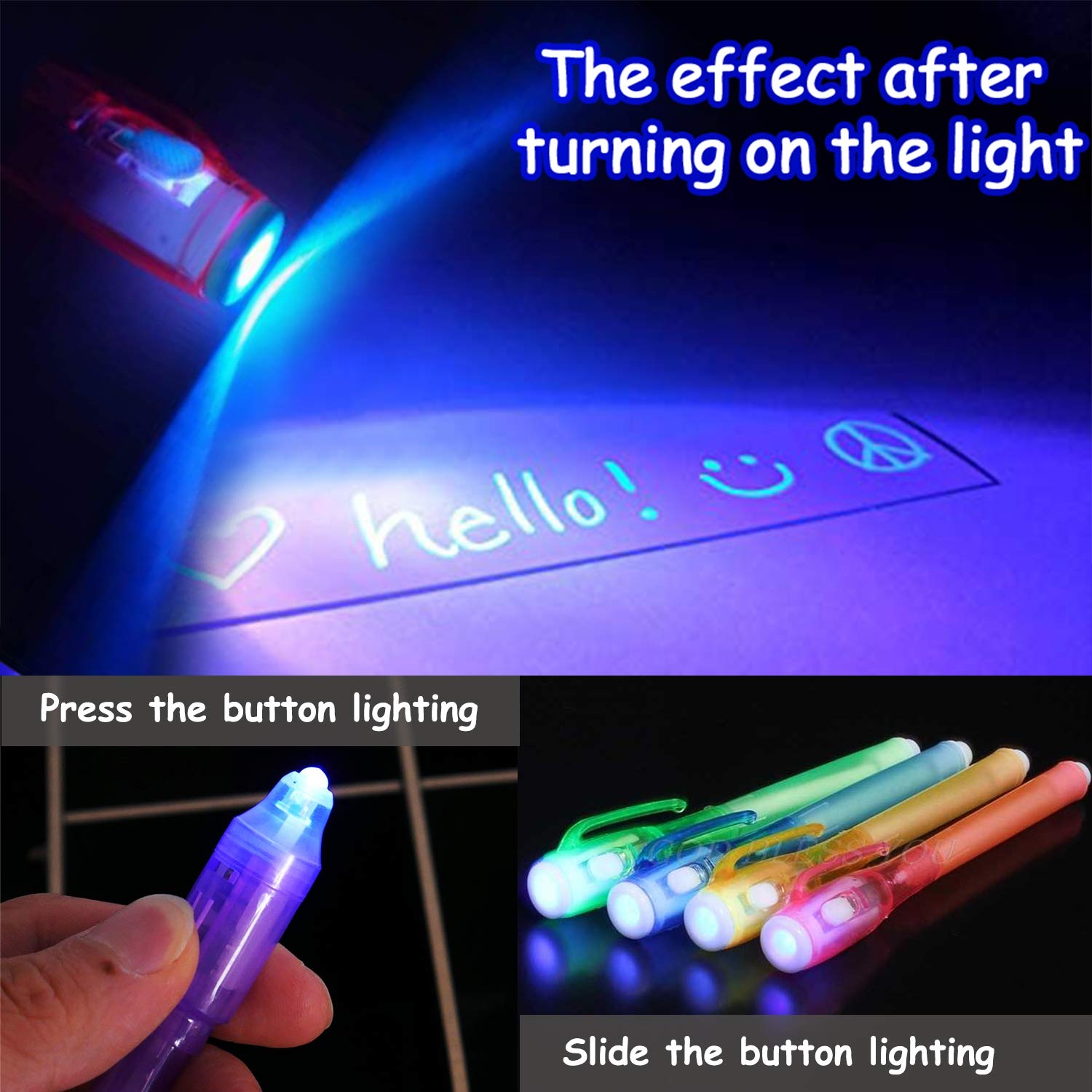 iGeeKid 32 Pack 2 Style Invisible Ink Pen with UV Black Light,Christmas Party Favor for Kids,Stocking Stuffers Christmas Gifts for Grandkids,Spy Pens Magic Markers Disappearing,New Year's Eve