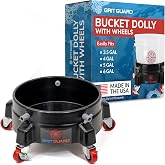 GRIT GUARD Bucket Dolly with Wheels - Rolling Detailing Wash Bucket with 5 Wheels and 2 Locking Casters Compatible with 2.5, 4, 5 and 6 Gallon Buckets (Black, 2" Red Casters) - Made in the USA