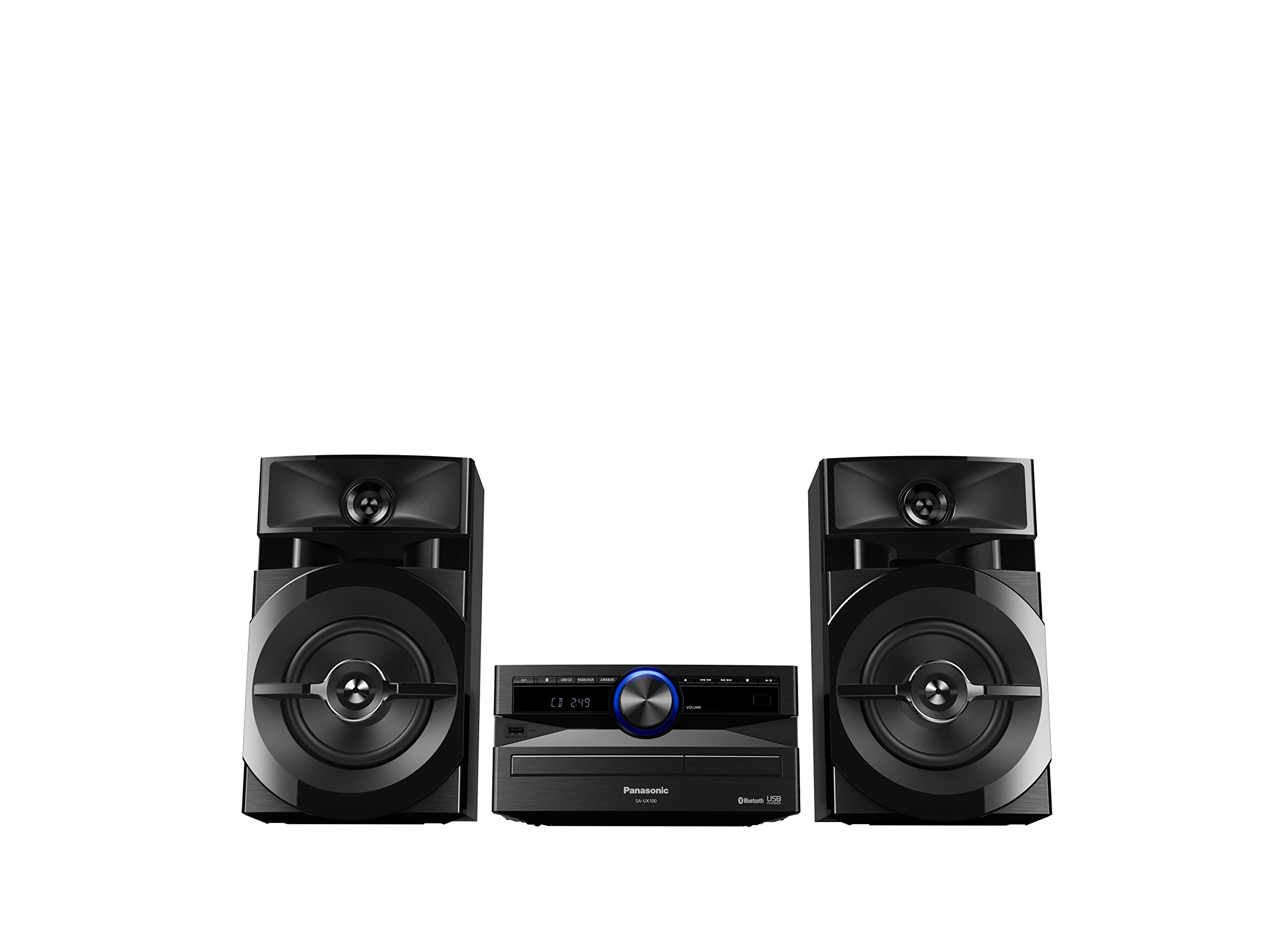 Panasonic SC-UX100E-K Black 300W Mini Hi-Fi System with Bluetooth, USB, CD Player, FM Radio, Manual EQ