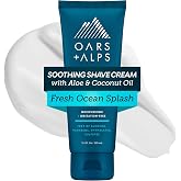 Oars + Alps Soothing Men's Shaving Cream, Dermatologist Tested, 1pk, 3.4oz | Reduces Friction, Hydrates + Softens Hair, Reduces Redness, Irritation, + Dryness, Travel Friendly, Fresh Ocean Splash