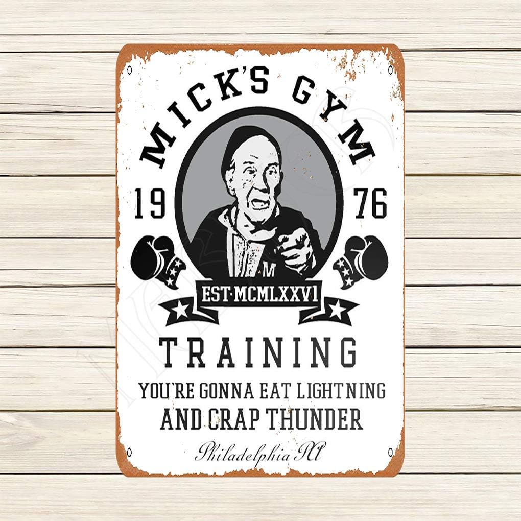 MARINER Rocky Film Mickey Gym Boxing Fight Movie Vintage Look Aluminum Funny Art Decor Movie Poster Vintage Tin Sign Dorm Game Room 12 X 8 in