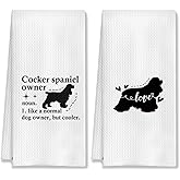 HUGANE Cocker Spaniel Kitchen Towels Set of 2, Cocker Spaniel Hand Towels, Dog Mom Gifts, 16x24 Inch