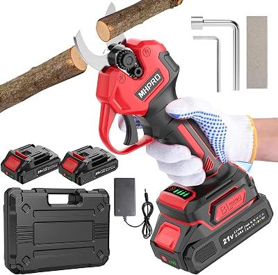 Sécateur Électrique Sans fil, MHPRO 30mm Secateur Electrique avec 2 Batteries de 2000mAh et Écran LCD, Secateur a Batterie Moteur Sans Balais Pour la Taille, Le Jardinage, Les Arbres Fruitiers.