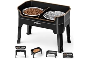 KPWACD 3-in-1 Elevated Dog Bowls Mess Proof Raised Slow Feeder Dog Bowls, 4 Height Adjustable Stand Licking Plate with 2 56oz Stainless Steel Doggy Food Dish for Small Medium Large Pets