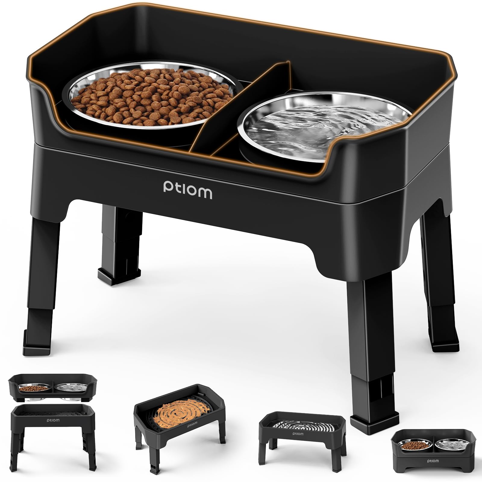 Photo 1 of KPWACD 3-in-1 Elevated Dog Bowls Mess Proof Raised Slow Feeder Dog Bowls, 4 Height Adjustable Stand Licking Plate with 2 56oz Stainless Steel Doggy Food Dish for Small Medium Large Pets