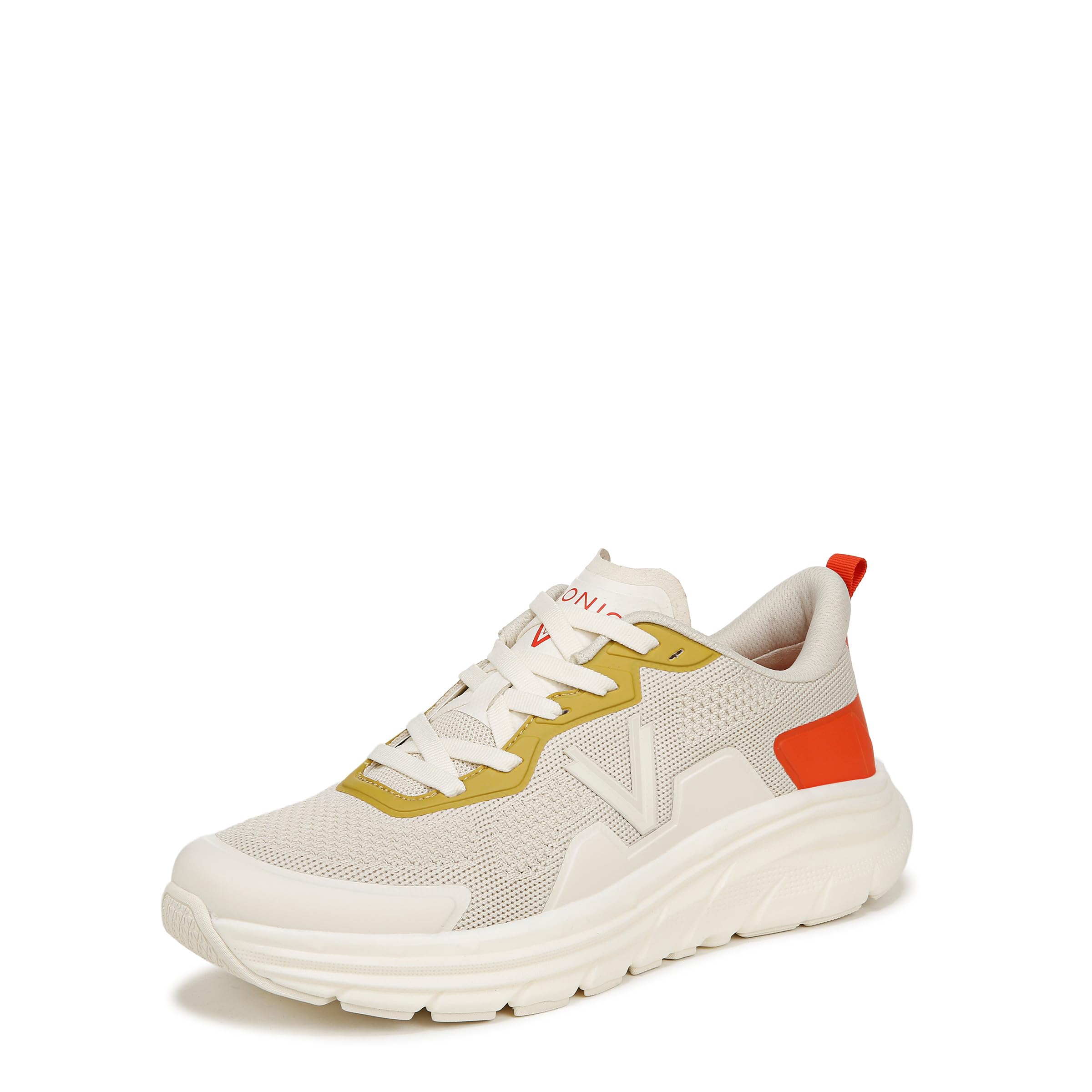 Vionic Mens Walk Max Sneaker Cream/Tangerine Tango 13.5 M