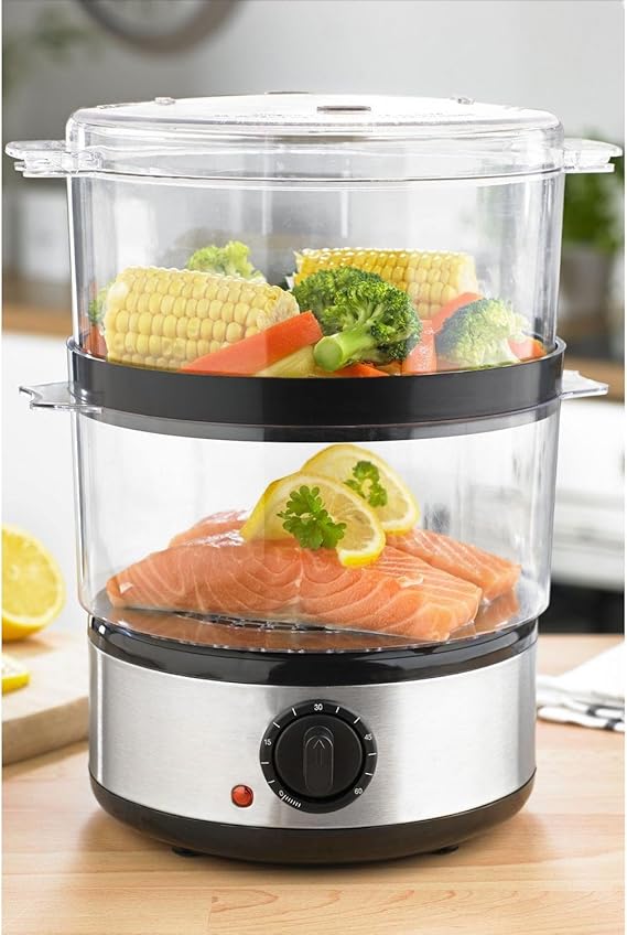EGL Stainless Steel 2 Tier Steamer Amazon.co.uk Kitchen & Home