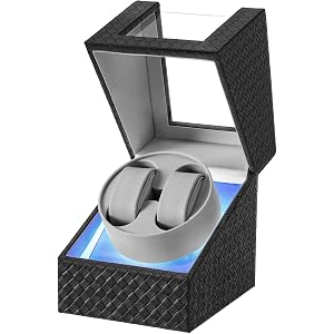 BEWISHOME Watch Winder for Automatic Watches,Double Watch Widner with Light | Automatic Watch Winder Box Watch Spinner with J