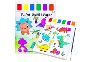 JZILU Paint With Water Coloring Books For Kids,Watercolor Painting Kit,Mess Free Water Color Paint Set For Toddlers Ages 2-4 4-8,Art Craft Gift For Girl Boy,Travel Activity Toy Dinosaur
