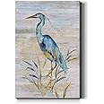Renditions Gallery Animals Wall Art Abstract Paintings for Decor Rustic Yellow Blue Heron Bird Canvas Artwork Prints for Bedroom Living Room Office Walls - 18"X27" LT15