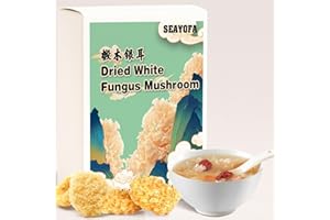 SEAYOFA 3.5oz Whole Dried Snow Fungus Mushroom – Natural Tremella with Soft Jelly Texture for Chinese Soup, Sweet Dessert, Vegan Salad Cooking – Gluten-Free, No Additives