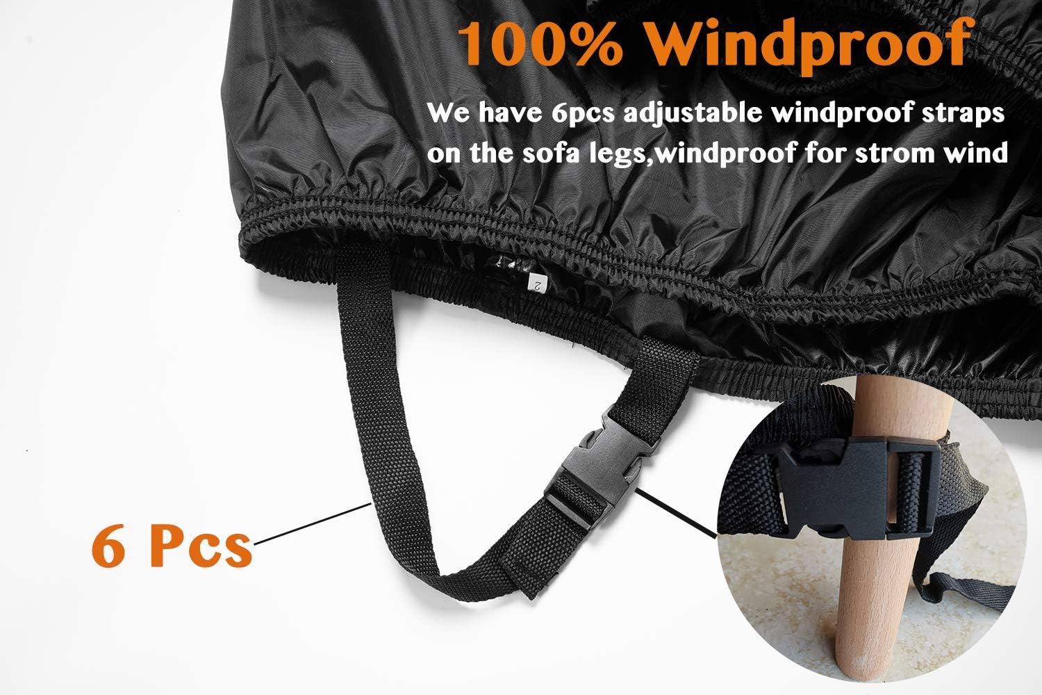 ClawsCover L-Shaped Sectional Sofa Covers Waterproof Outdoor Tear Proof Patio Couch Cover Garden Furniture Protector, 6 Windproof Straps, 2 Air Vents, Left Facing : Garden & Outdoor