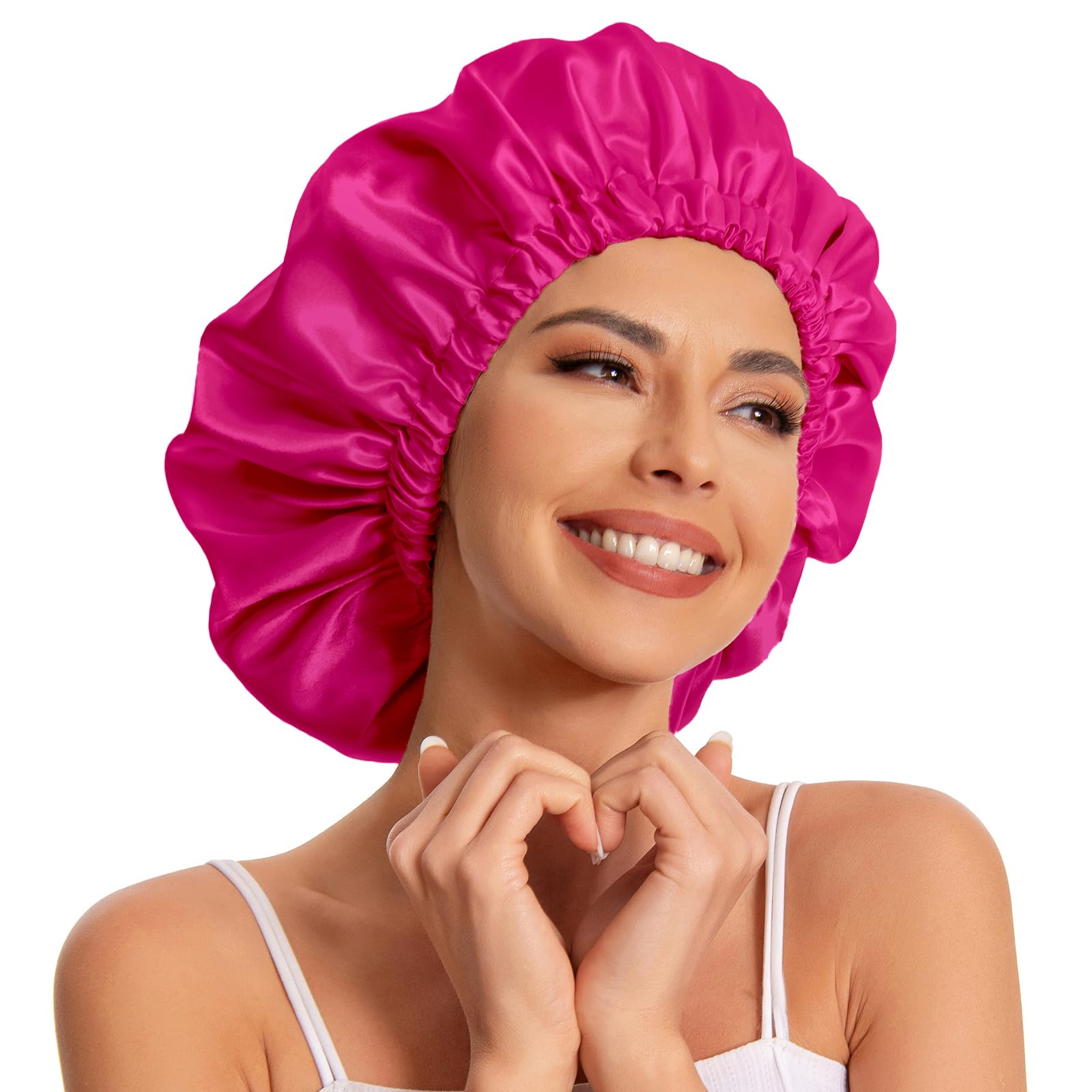 Edoneery Satin Bonnet for Sleeping - Silk & Satin Bonnets for Women's Natural Hair (Mei Red)