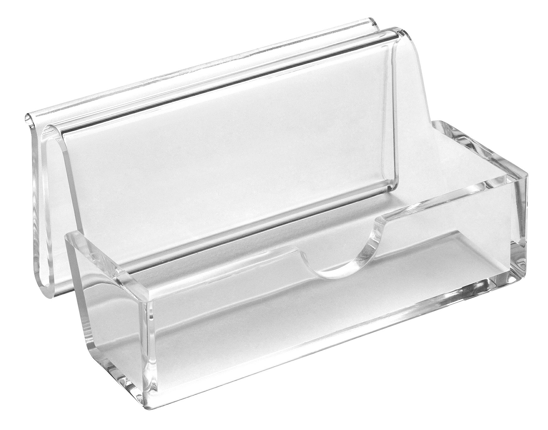 Osco Clear Acrylic Business Card Holder Stand for Desk Office Reception Countertop, Stylish Transparent Card Display with Rear Reminder Slot, Home Workspace Durable Transparent Acrylic