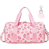 Dance Ballet Bag for Girls 4-6 Ballerina Gymnastic Bag Toddler Small Duffle Dance Bags for Little Dancers,Strawberry Corduroy Material,14"*8.26"*8.26"