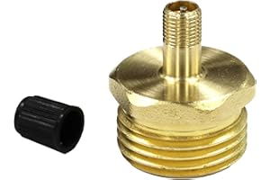 VIBRANT YARD COMPANY Vibrant Yard Co. LLC Tire Inflation Schrader Valve to Male Garden Hose Faucet | Winterize Blow Out Adapter Fitting for RV, Camper, and Travel Trailer (Solid Lead-Free Brass)