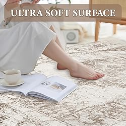 Area Rug 3x5 Vintage Rug: Washable Indoor Medallion