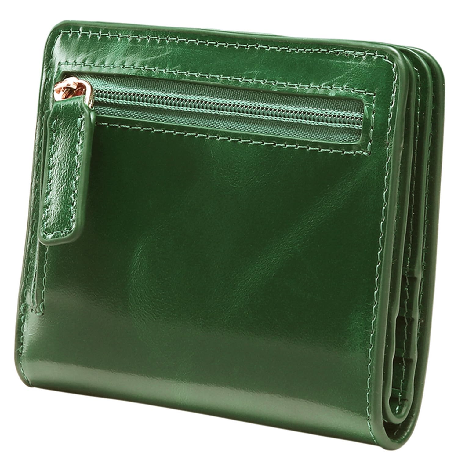 Itslife Women's Rfid Blocking Small Compact Bifold Leather Pocket Wallet Ladies Mini Purse with id Window, 1 peacock green, S, Classic
