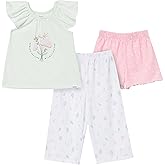 Gerber baby-girls 3-piece Pajama Set (Loose-fitting Top, Pants, + Shorts)
