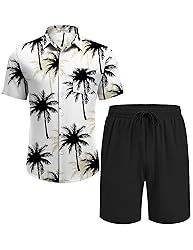 COOFANDY Men's Hawaiian 2 Piece Outfits Summer