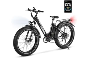 Likebike Electric Bike for Adults Peak 720W Electric Bicycle 48V 13AH (624WH) Battery Electric Bike 26" Fat Tire Mountain, E Bike 25MPH, UL 2849 Certified, 7 Speed Gears Dual Shock Absorber Ebike
