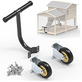 Flehomo Chicken Coop Wheels Kit, 2 Pack 4" Caster Wheels and A Lifting Handle for Easy Movement, Chicken Tractor Wheel Kit for Portable Chicken Coop Accessories Replacement or DIY