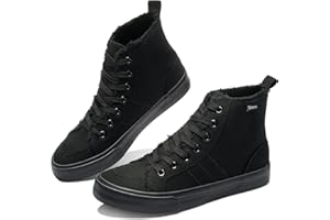 Obtaom Womens High Top Linen Shoes Play Mid Fashion Sneaker Casual Lace up Canvas Shoes