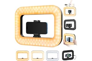 yAyusi Cell Phone Light for Video Recording, Handheld Phone Stabilizer with Light, 8000mAh LED Selfie Phone Ring Light with P