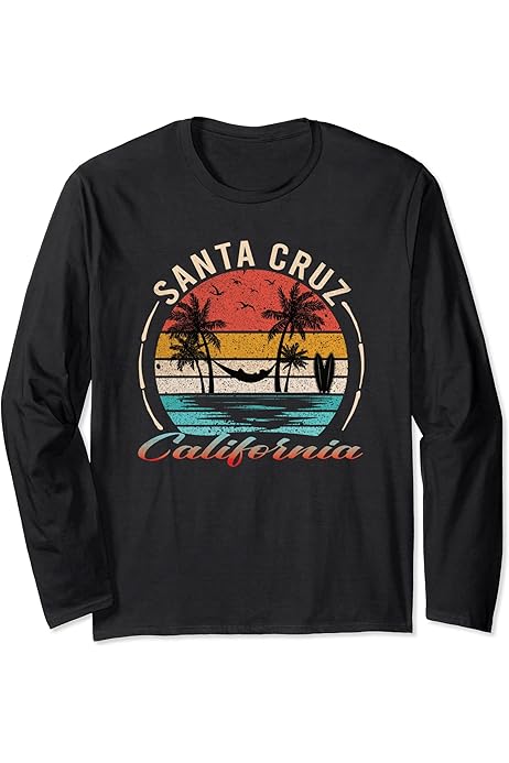 Amazon.com: Vintage 70s 80s Style Santa Cruz CA Long Sleeve Tee 