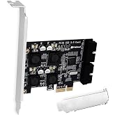 2X 19Pin USB 3.0 Header Ports PCIE USB 3.0 5Gbps Expansion Card for Windows and Linux Desktop PCs, Built in FebSmart Self-Powered Technology, No Need Additional Power Supply (FS-H2-Pro)