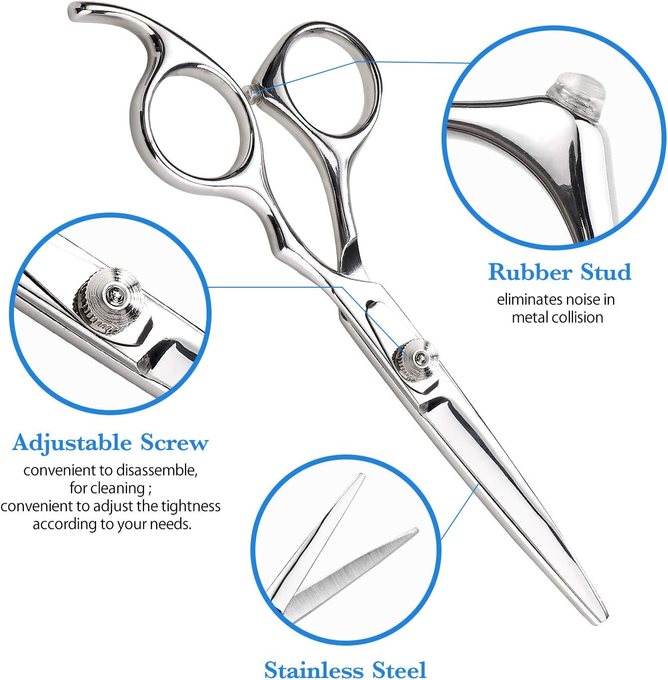 Hair Cutting Scissors Thinning Teeth Shears Set Stainless Steel (6 inches), Professional Home Haircutting Styling Barber/Salon for Women Men Kids Pets: Home Improvement