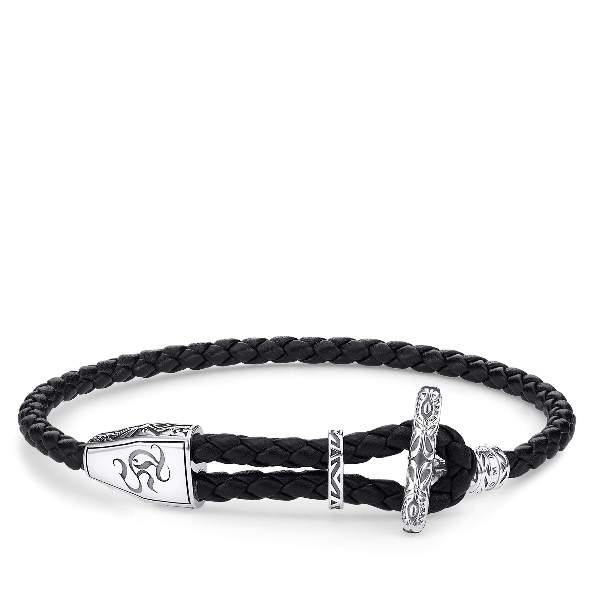 Thomas Sabo leather strap ornament 925 Sterling Silver, Blackened