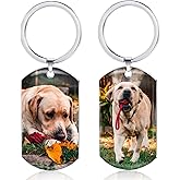 Funnylife Personalized Dog Memorial Photo Keychain Stainless Steel Custom Pet Memory Keychain Loss of Dog Sympathy Gifts