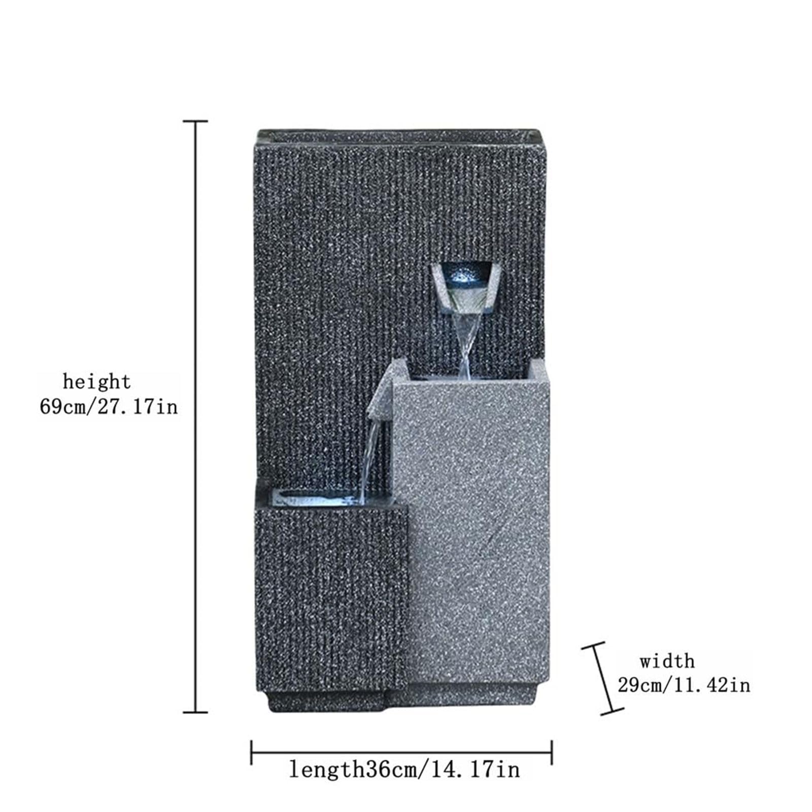 Qingyignge 27” H Modern Outdoor Fountain 2 Crocks Outdoor Garden Fountains LED Light for Garden, Patio, Deck, Porch, Backyard and Home Art Decor