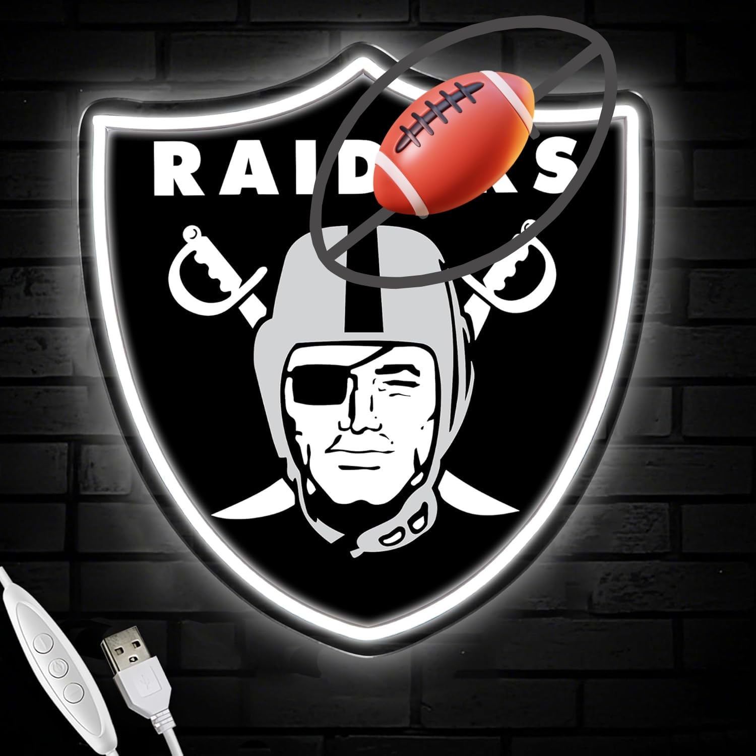 Photo 1 of Football Team Neon Sign, Cool Dimmable Light Up Football Team Logo Hanging USB Powered for Wall Decor, Man Cave, Bedroom, Game Room Deco, Birthday Christmas Merch Gift for Boys Fans