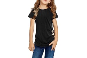 Ecokauer Girls Casual Tunic Tops Knot Front Long Sleeve Loose Soft Blouse T-Shirt Size 4-13