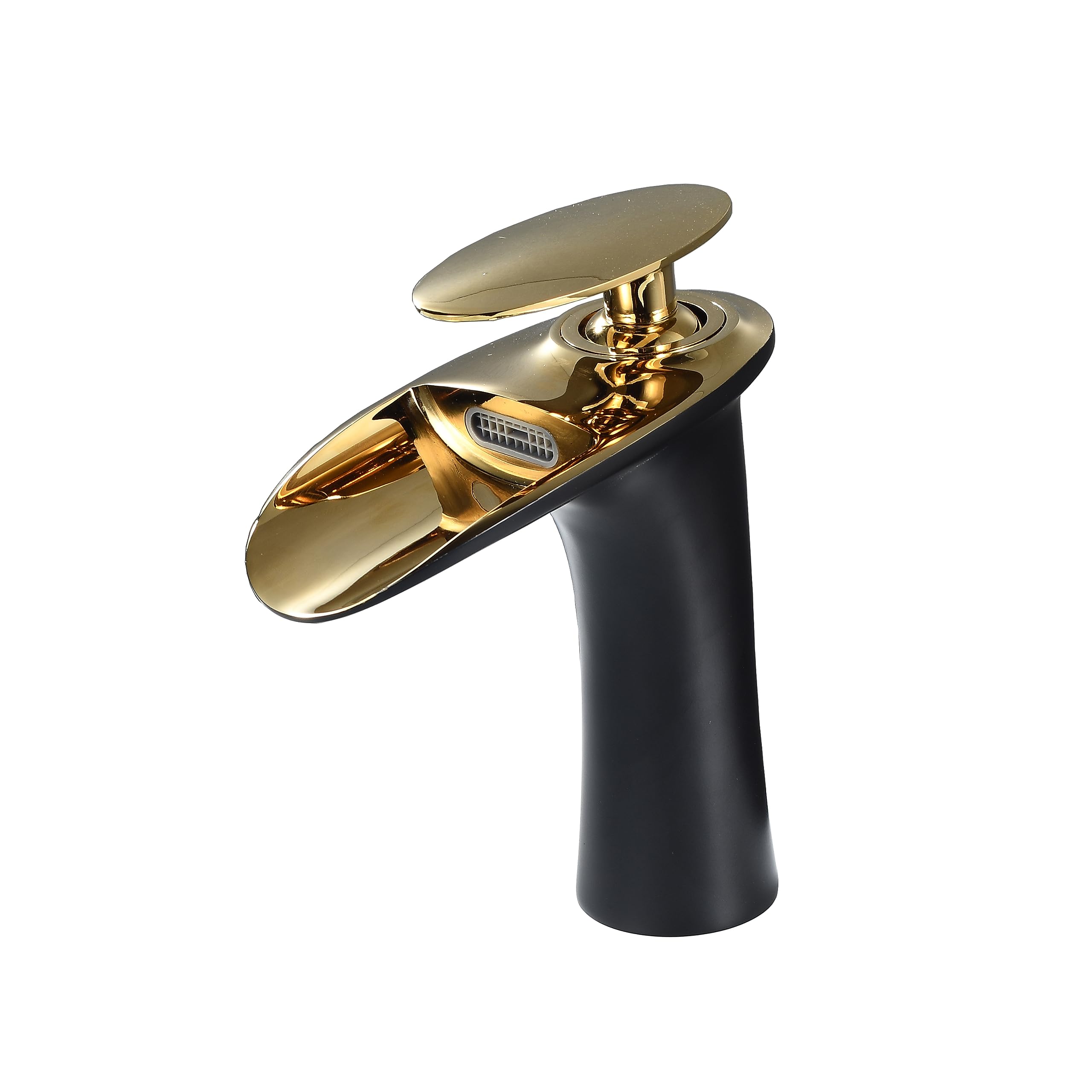 Bathroom Sink Tap Centerset Single Handle Brass Basin Mixer Taps with Gold Polished Handle, Black Painting GT7852BG